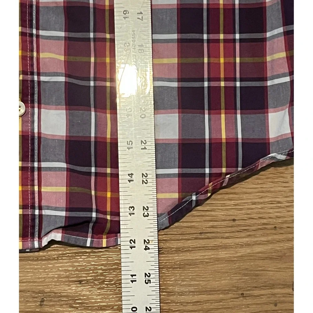 GapKids Button Down Shirt Boys Size L Burgundy Plaid Long Sleeve School Church